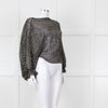 Joie Black Beige Animal Print Baggy Sleeves Top