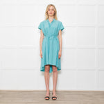 Ottod'Ame Turquoise Green Cotton Draw String Waist Dress