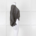 Joie Black Beige Animal Print Baggy Sleeves Top