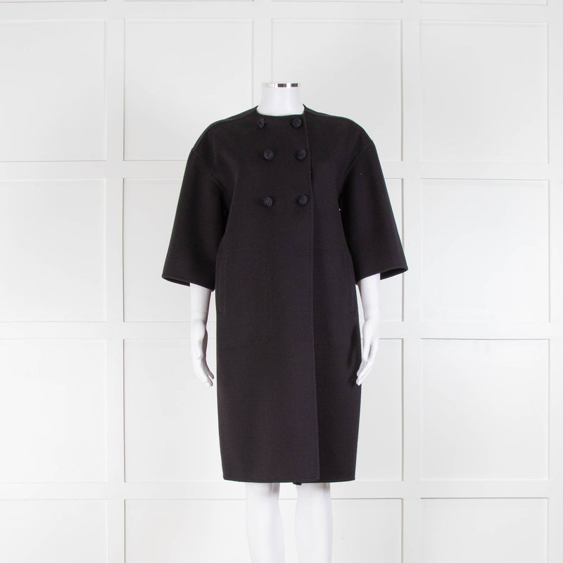Louise Kennedy Navy Collarless Dress Coat