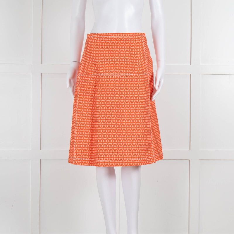 Piazza Sempione Orange Patterned Knee Length Skirt