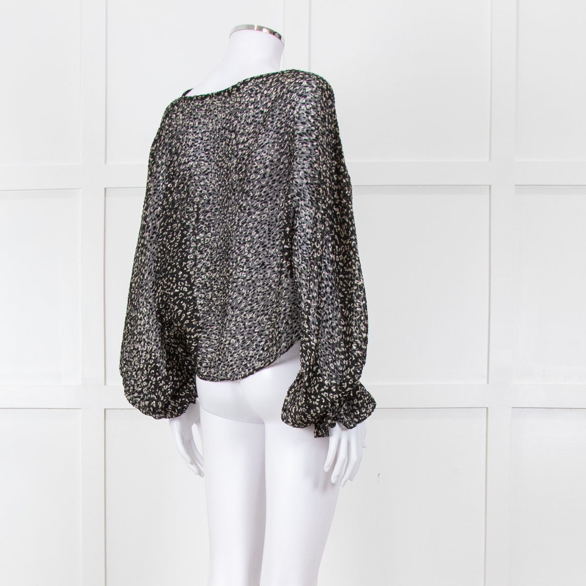 Joie Black Beige Animal Print Baggy Sleeves Top