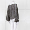 Joie Black Beige Animal Print Baggy Sleeves Top