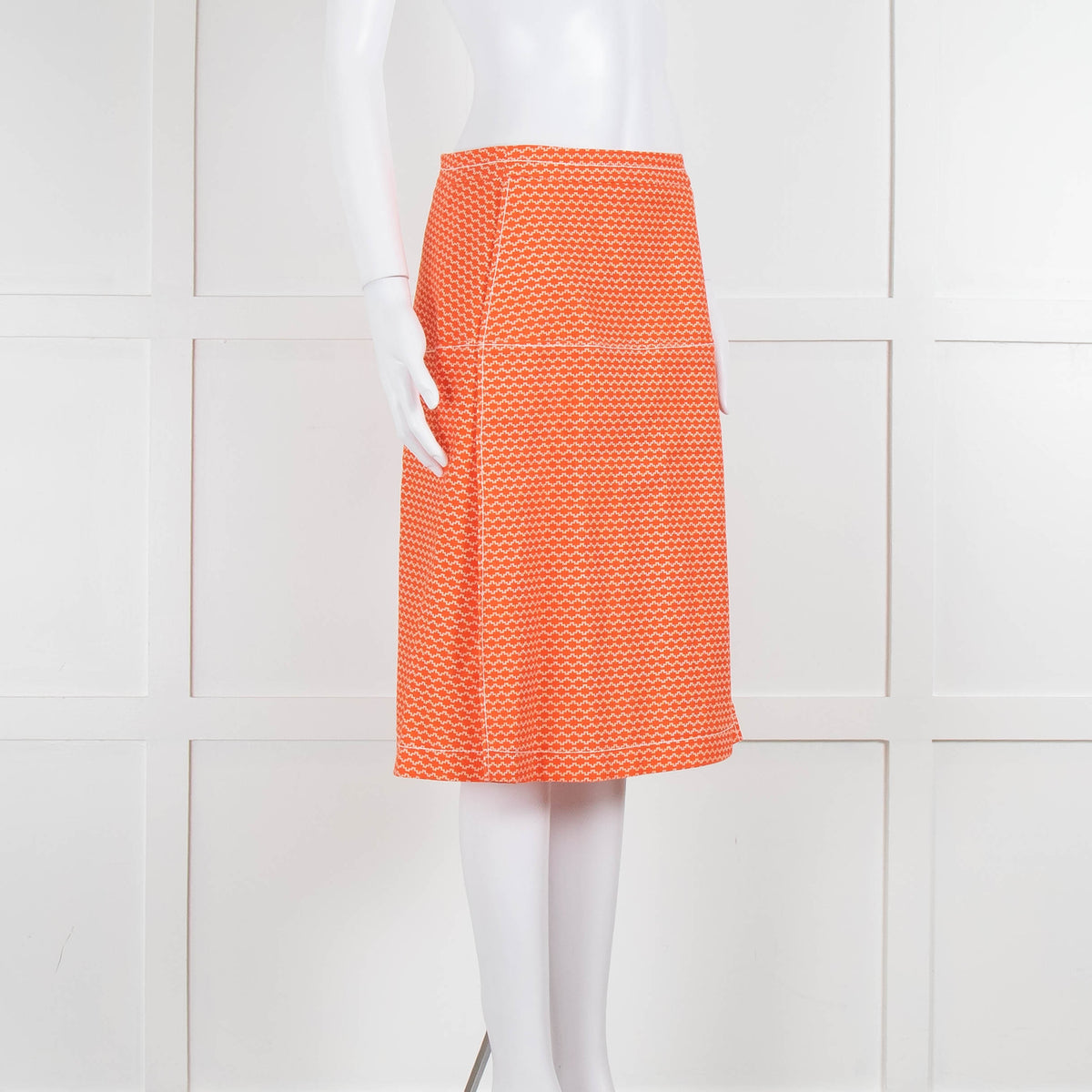 Piazza Sempione Orange Patterned Knee Length Skirt