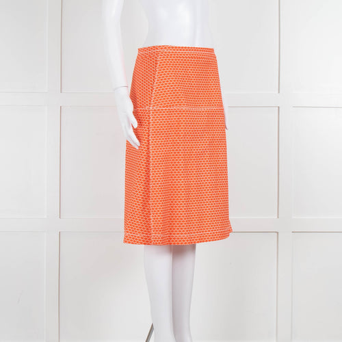 Piazza Sempione Orange Patterned Knee Length Skirt