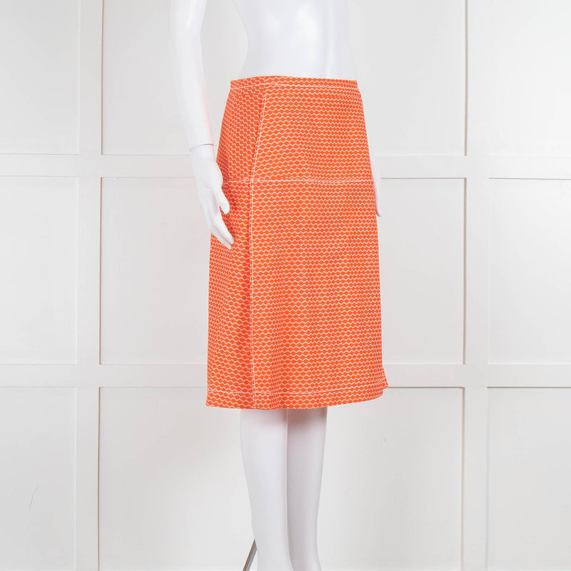 Piazza Sempione Orange Patterned Knee Length Skirt