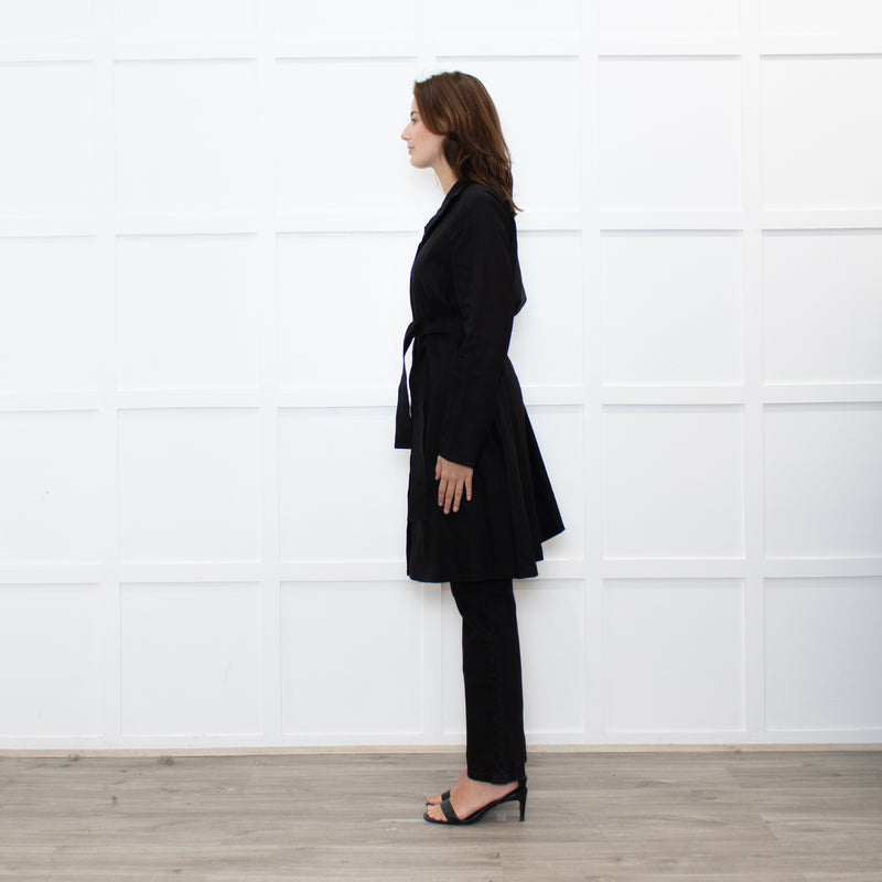 Sarah Pacini Black Light Weight Trench Coat