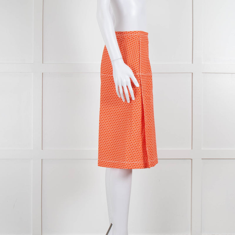 Piazza Sempione Orange Patterned Knee Length Skirt