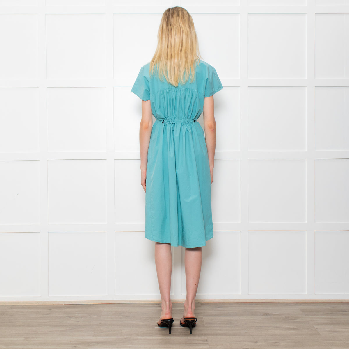 Ottod'Ame Turquoise Green Cotton Draw String Waist Dress