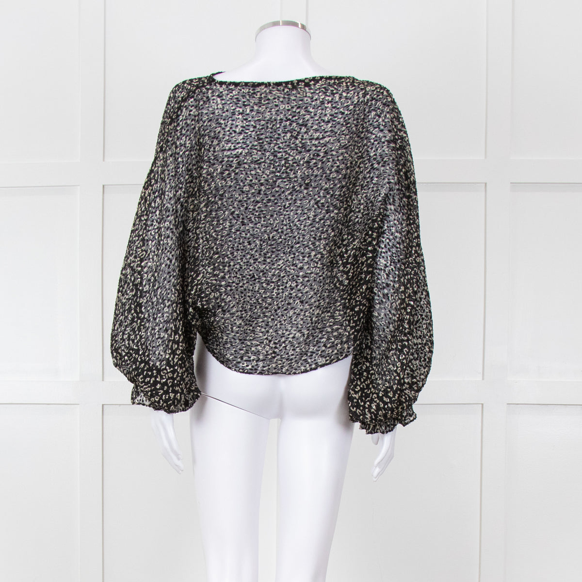 Joie Black Beige Animal Print Baggy Sleeves Top