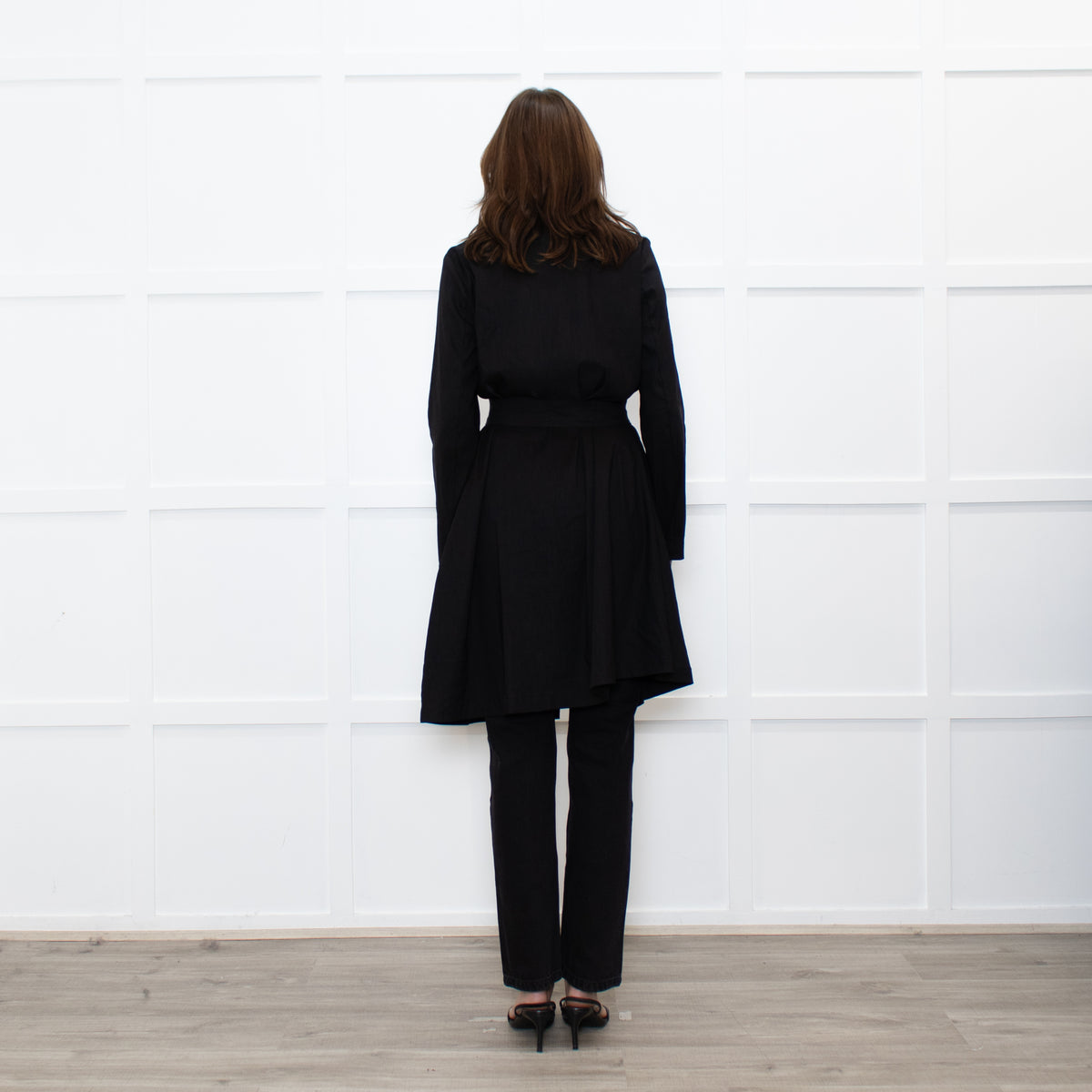 Sarah Pacini Black Light Weight Trench Coat