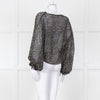 Joie Black Beige Animal Print Baggy Sleeves Top