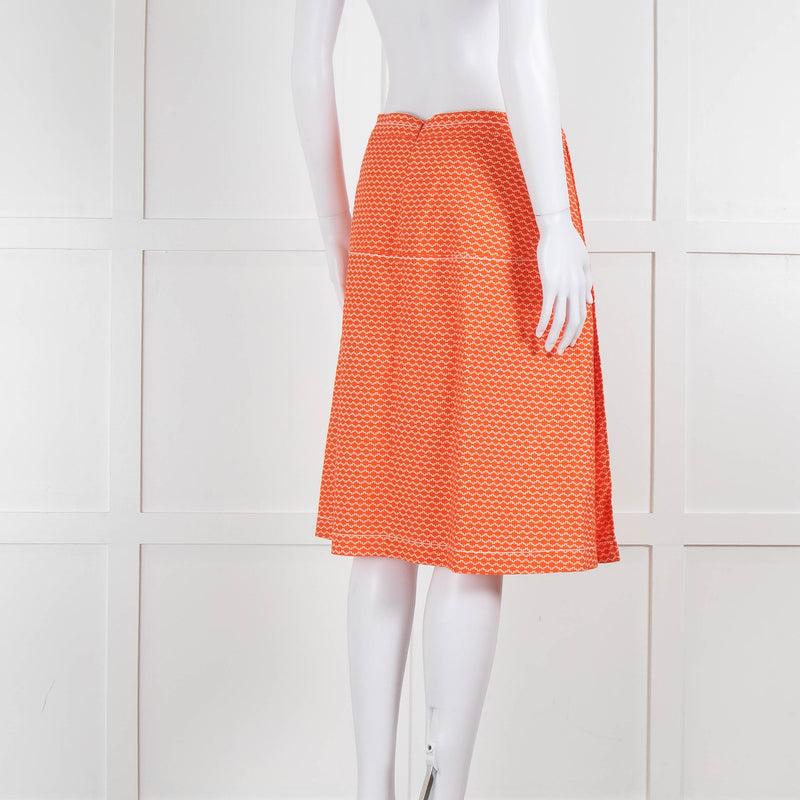 Piazza Sempione Orange Patterned Knee Length Skirt