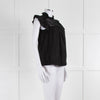 7 For All Mankind Black Cotton Silk Blend Lace Detail Top