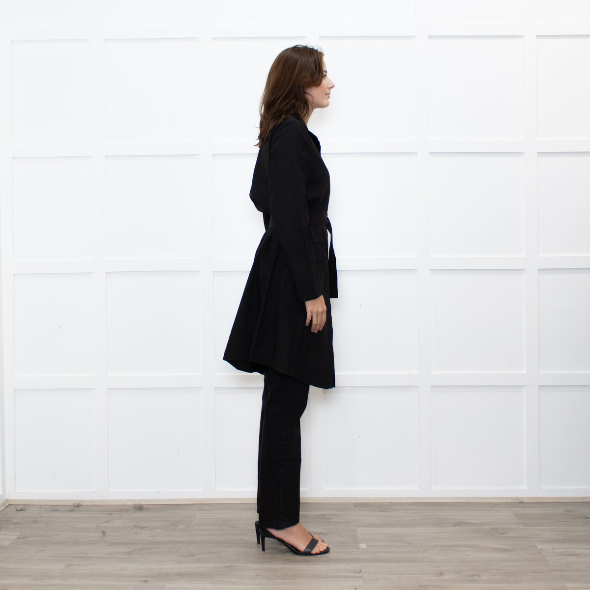 Sarah Pacini Black Light Weight Trench Coat