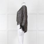 Joie Black Beige Animal Print Baggy Sleeves Top