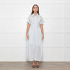 Me + Em Light Blue Button Up Front Short Sleeve Cotton Maxi Dress With Slip