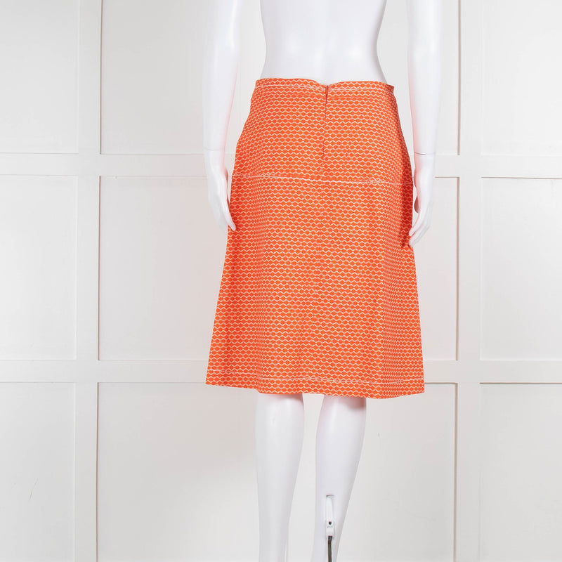 Piazza Sempione Orange Patterned Knee Length Skirt