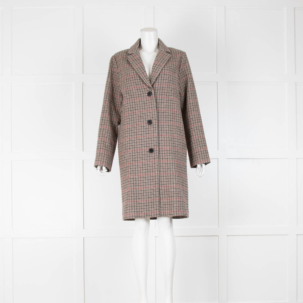 Velvet Burgundy Black Grey Houndstooth Unlined Coat