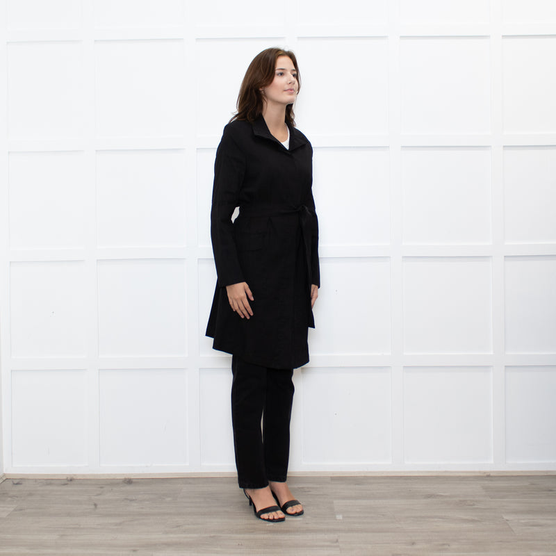 Sarah Pacini Black Light Weight Trench Coat