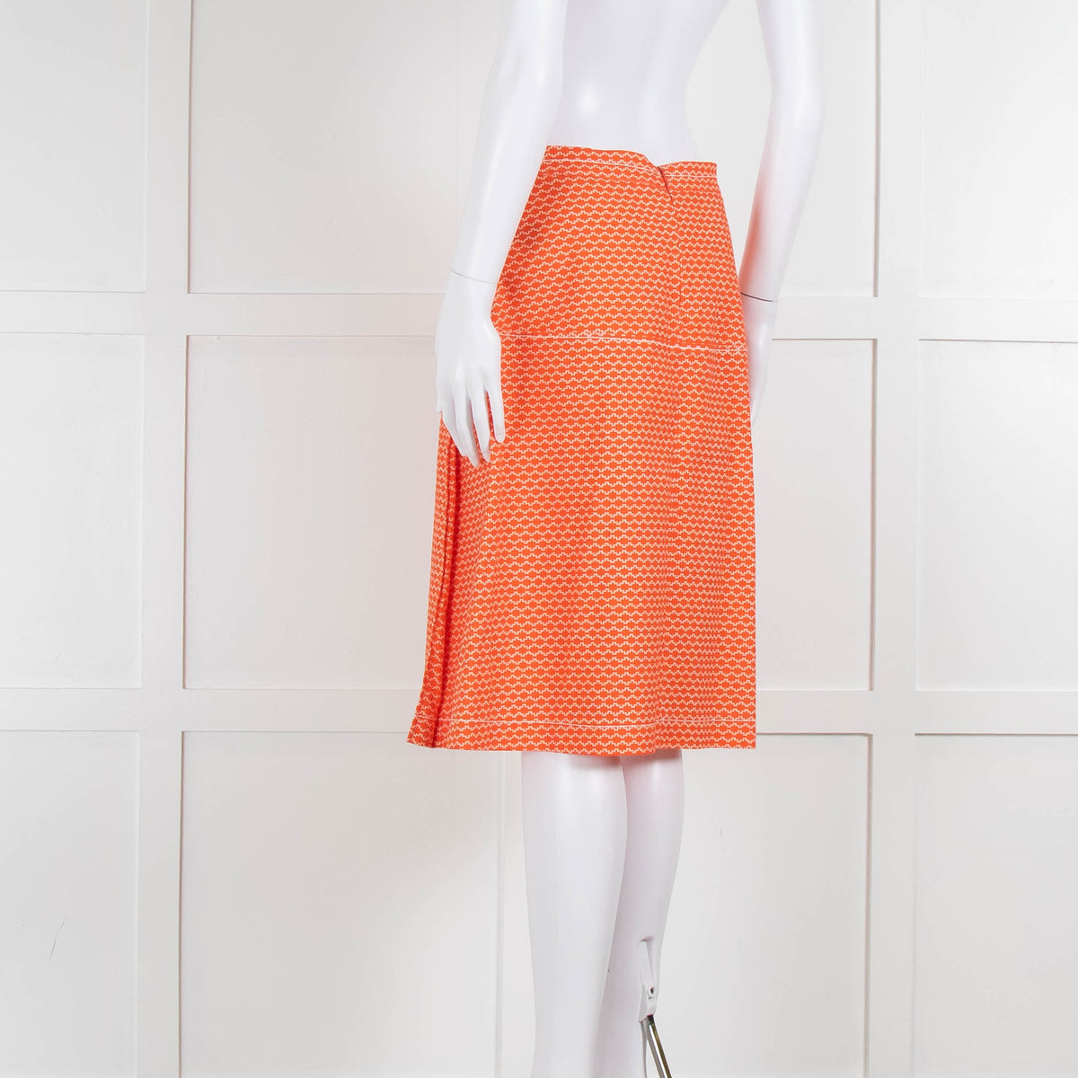 Piazza Sempione Orange Patterned Knee Length Skirt