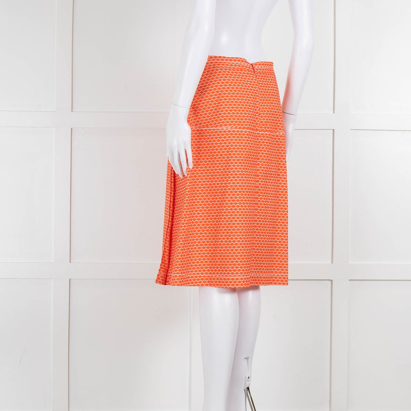 Piazza Sempione Orange Patterned Knee Length Skirt