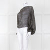 Joie Black Beige Animal Print Baggy Sleeves Top
