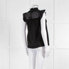 7 For All Mankind Black Cotton Silk Blend Lace Detail Top