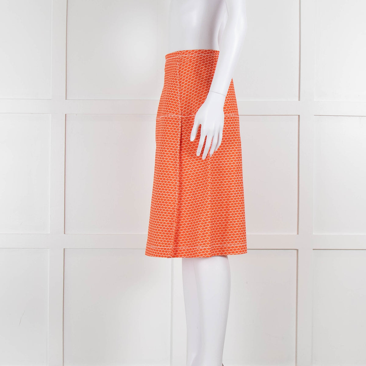 Piazza Sempione Orange Patterned Knee Length Skirt