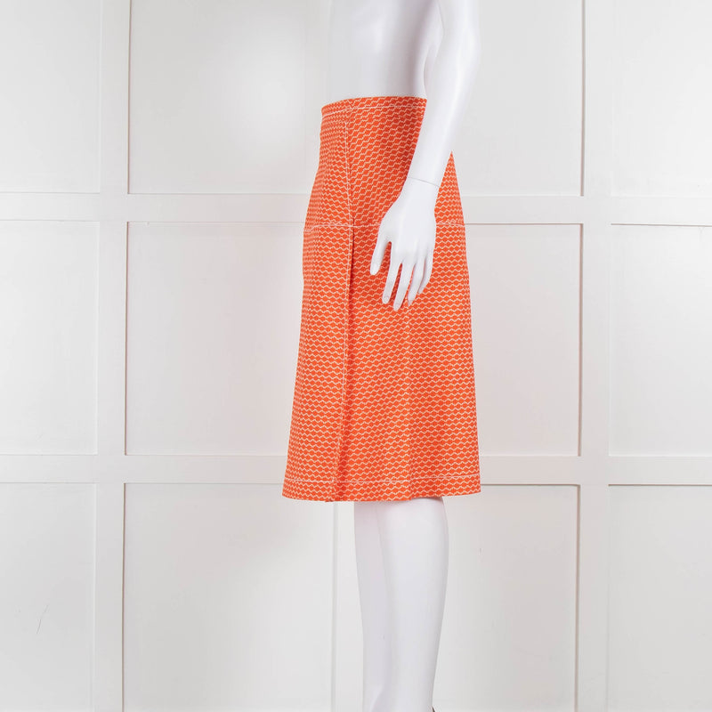 Piazza Sempione Orange Patterned Knee Length Skirt