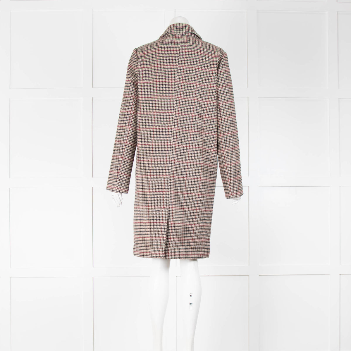 Velvet Burgundy Black Grey Houndstooth Unlined Coat