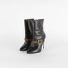 Gucci Black Charlotte Boots Red Green Gross Grain With Buckle