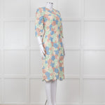 Dolce & Gabbana Pastel Pink Green  Floral Print Lace Dress
