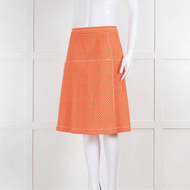 Piazza Sempione Orange Patterned Knee Length Skirt