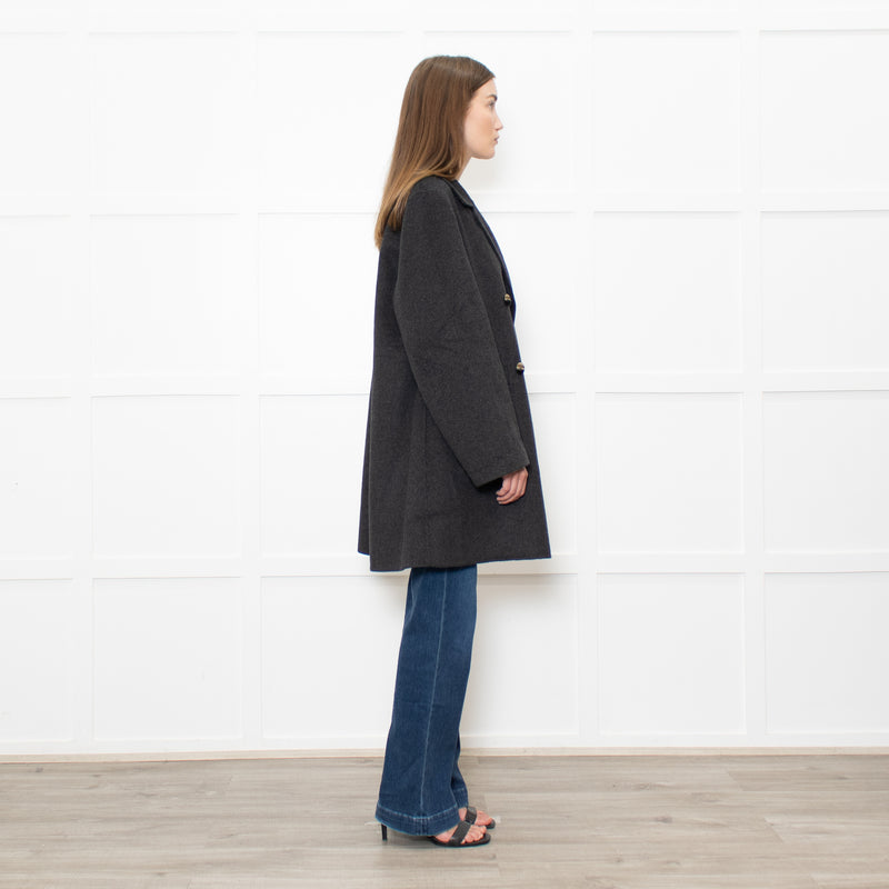 Ganni Grey Double Faced Pea Coat