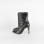 Gucci Black Charlotte Boots Red Green Gross Grain With Buckle