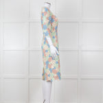 Dolce & Gabbana Pastel Pink Green  Floral Print Lace Dress