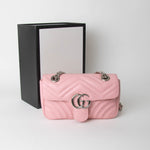 Gucci GG Small Pink Leather Marmont with Silver Hardware