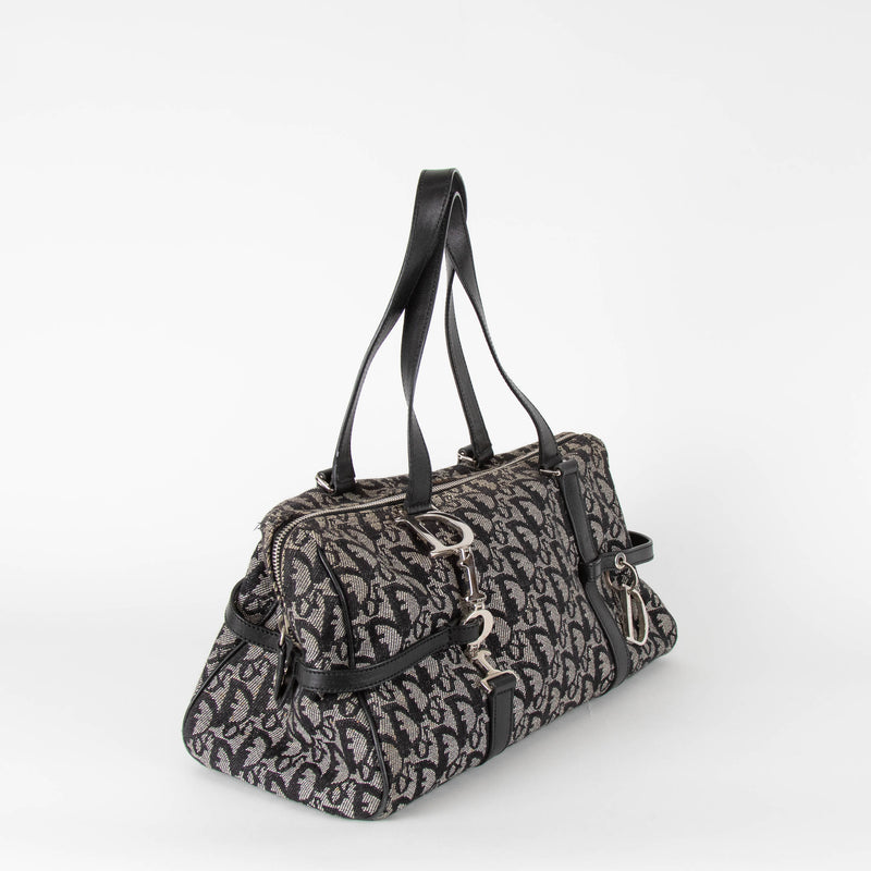Christian Dior Blue Small Bowling Oblique Canvas Bag