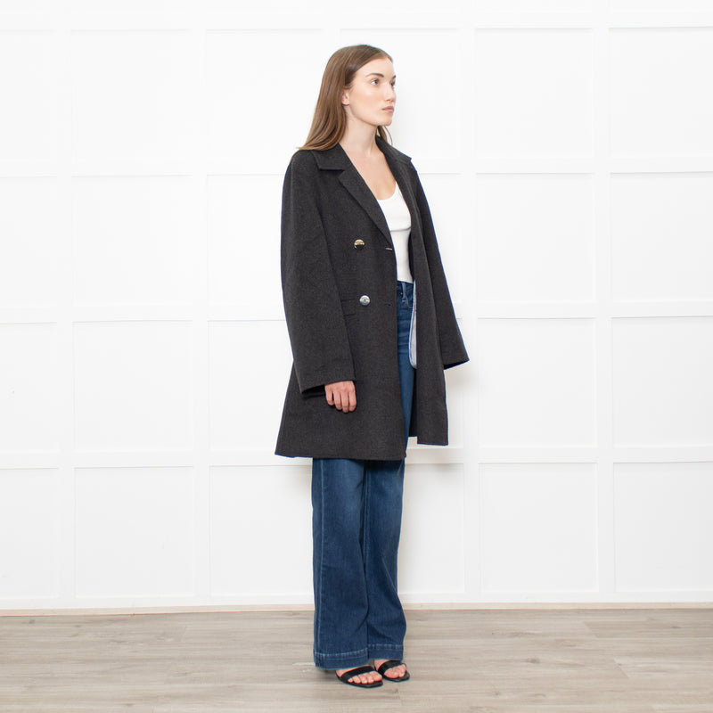 Ganni Grey Double Faced Pea Coat