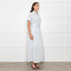 Me + Em Light Blue Button Up Front Short Sleeve Cotton Maxi Dress With Slip
