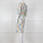 Dolce & Gabbana Pastel Pink Green  Floral Print Lace Dress