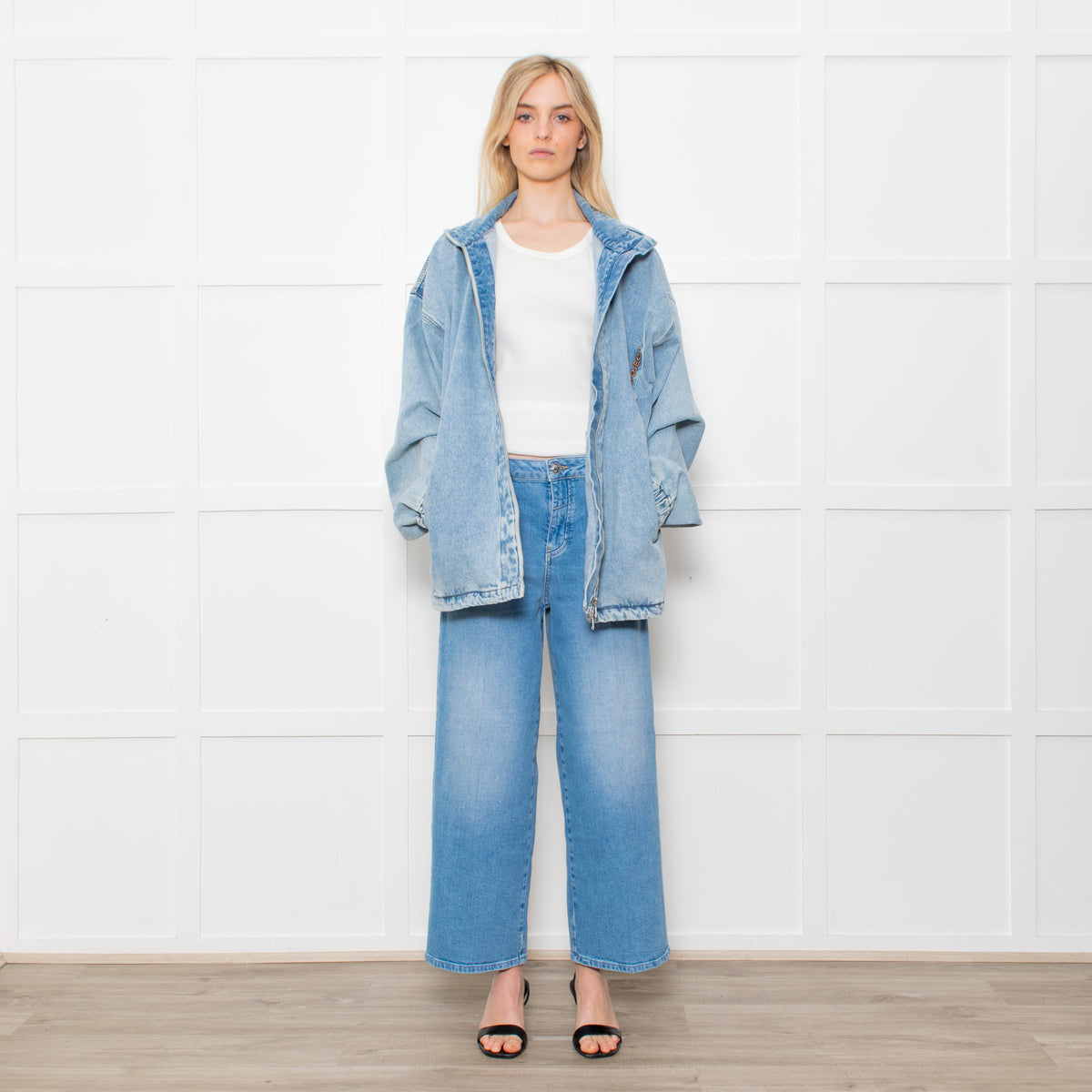 Y Project Pale Wash Denim Zip Up Jacket