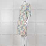 Dolce & Gabbana Pastel Pink Green  Floral Print Lace Dress