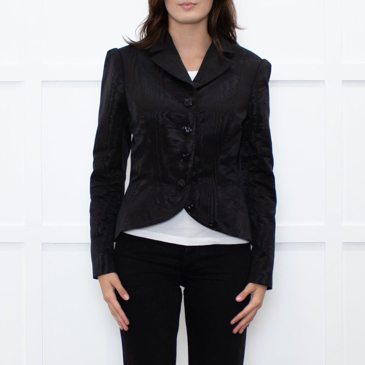 Wiederhoeft Black Shiny Marble Effect  Fabric Jacket