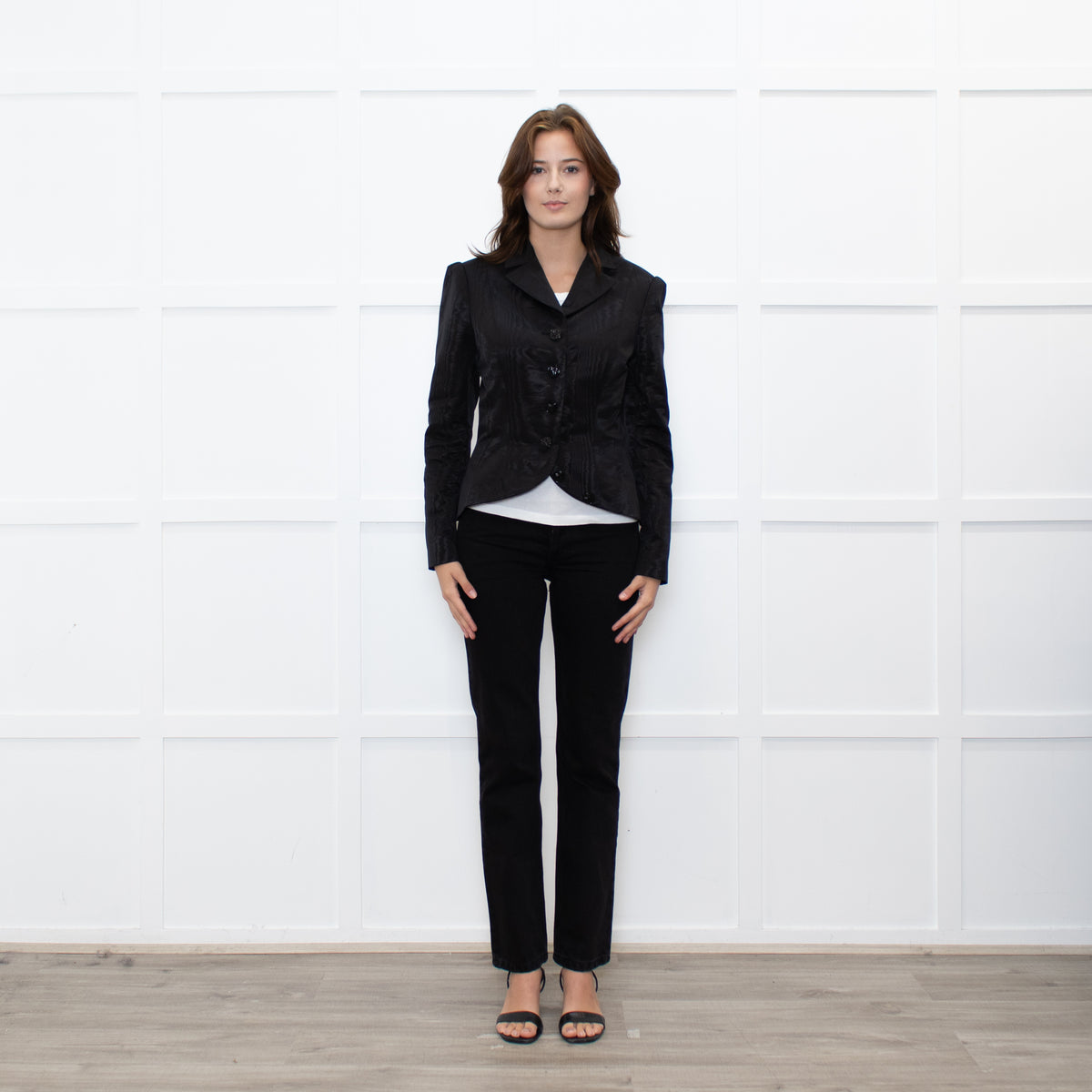 Wiederhoeft Black Shiny Marble Effect  Fabric Jacket