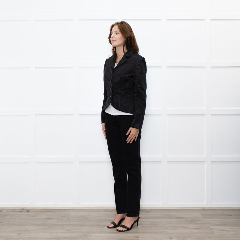 Wiederhoeft Black Shiny Marble Effect  Fabric Jacket