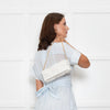 Bottega Veneta White Woven Intrecciato Casette Pochette with Chain Strap