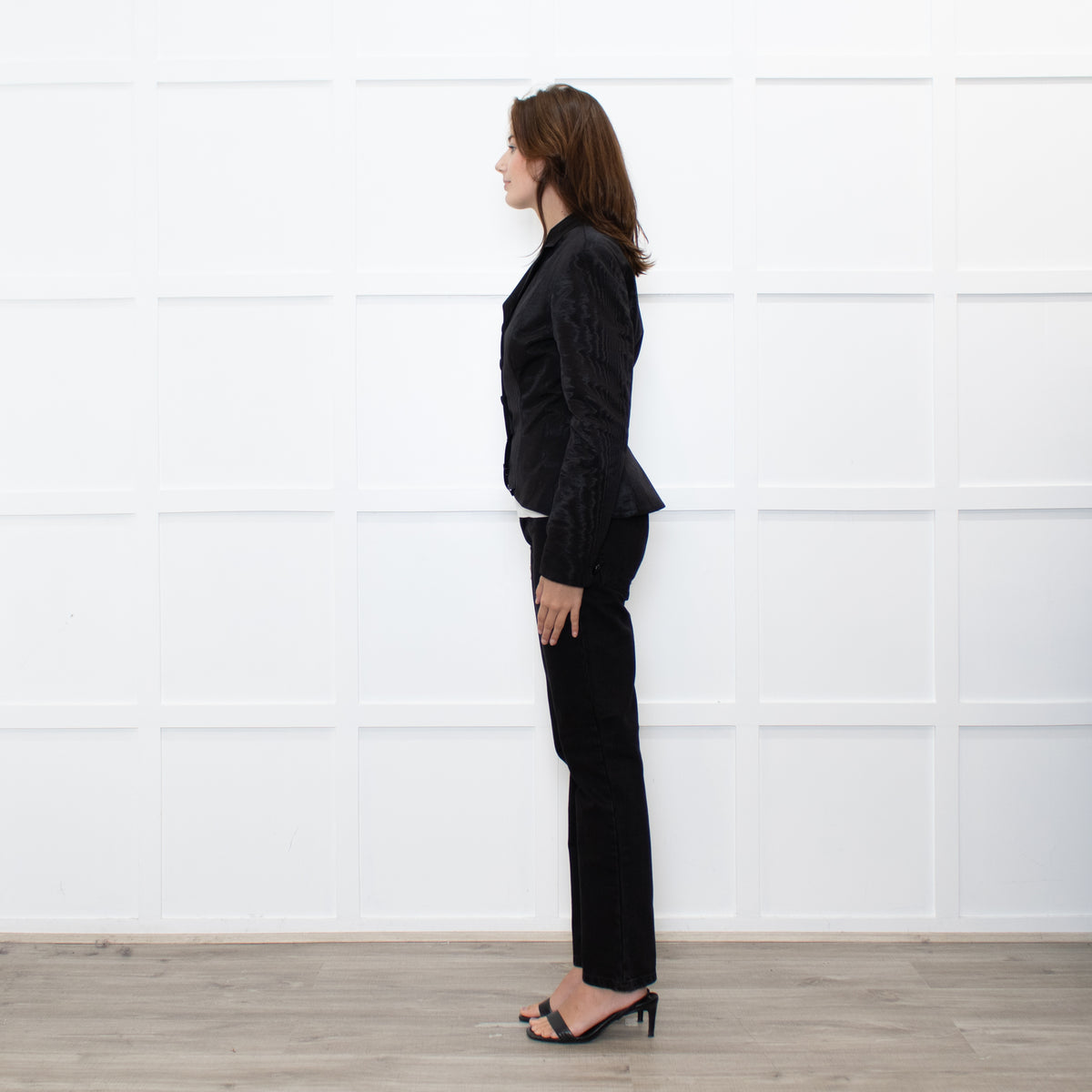 Wiederhoeft Black Shiny Marble Effect  Fabric Jacket