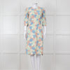 Dolce & Gabbana Pastel Pink Green  Floral Print Lace Dress